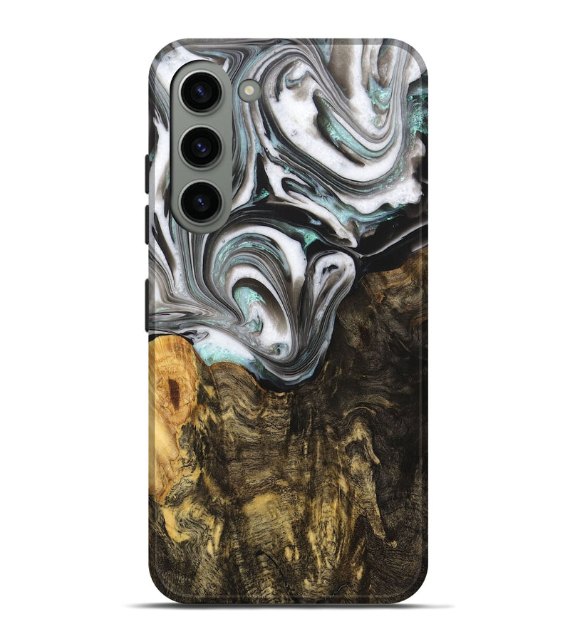 Galaxy S23 Plus Wood+Resin Live Edge Phone Case - Rudy (Black & White, 702932)