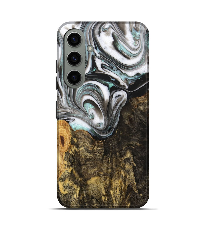 Galaxy S24 Wood+Resin Live Edge Phone Case - Rudy (Black & White, 702932)
