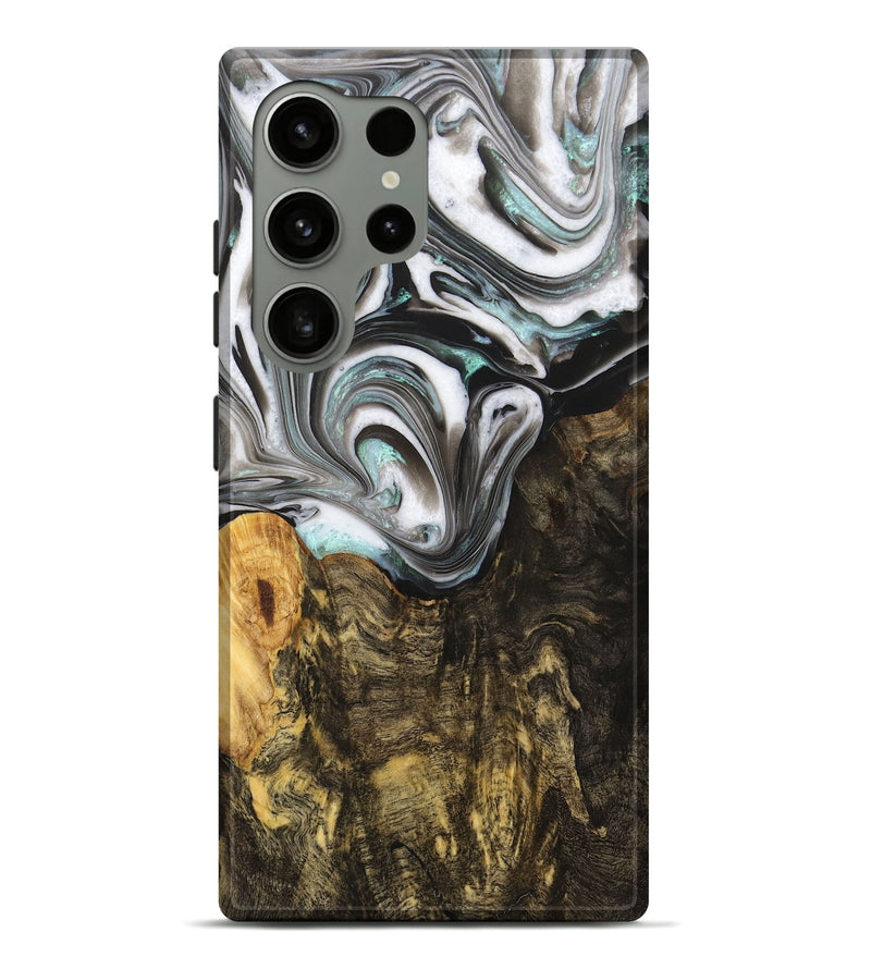 Galaxy S24 Ultra Wood+Resin Live Edge Phone Case - Rudy (Black & White, 702932)