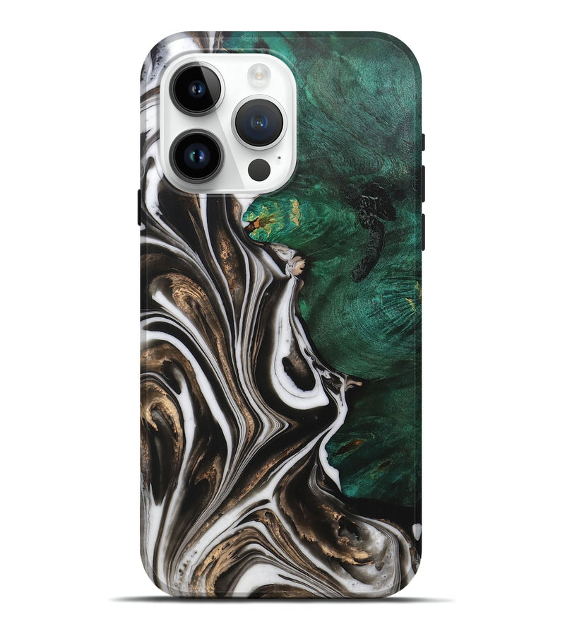 iPhone 15 Pro Max Wood+Resin Live Edge Phone Case - Addie (Black & White, 702935)