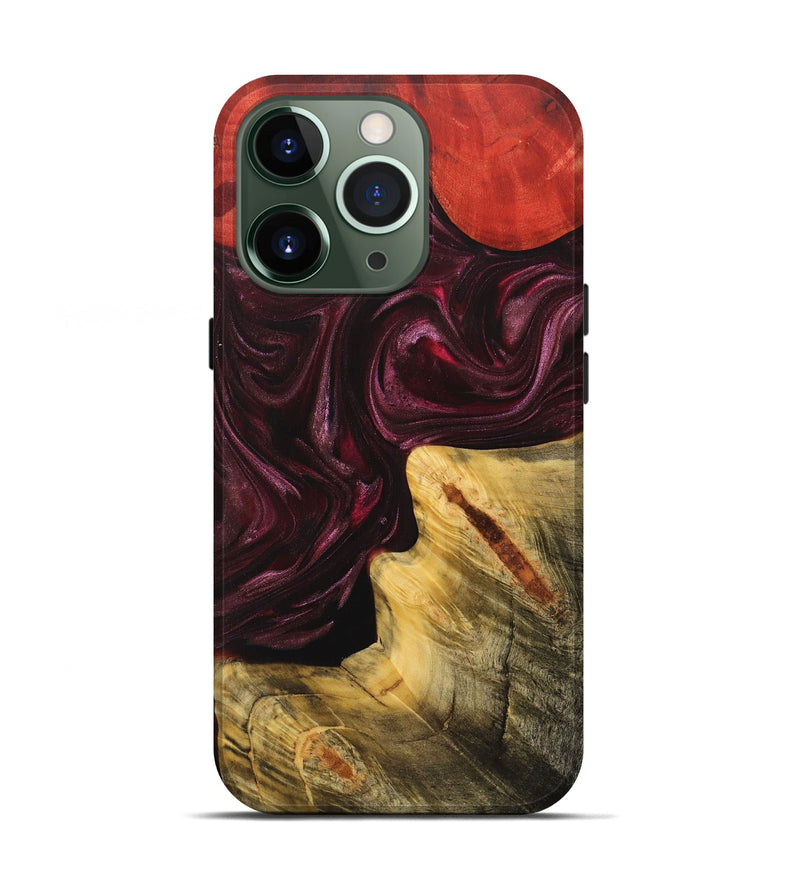 iPhone 13 Pro Wood+Resin Live Edge Phone Case - Kali (Red, 702948)