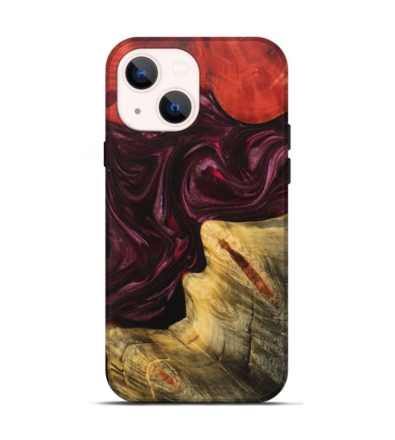iPhone 14 Wood+Resin Live Edge Phone Case - Kali (Red, 702948)