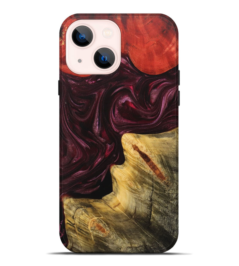 iPhone 14 Plus Wood+Resin Live Edge Phone Case - Kali (Red, 702948)