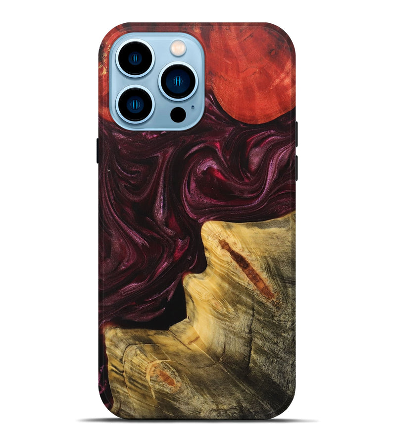 iPhone 14 Pro Max Wood+Resin Live Edge Phone Case - Kali (Red, 702948)
