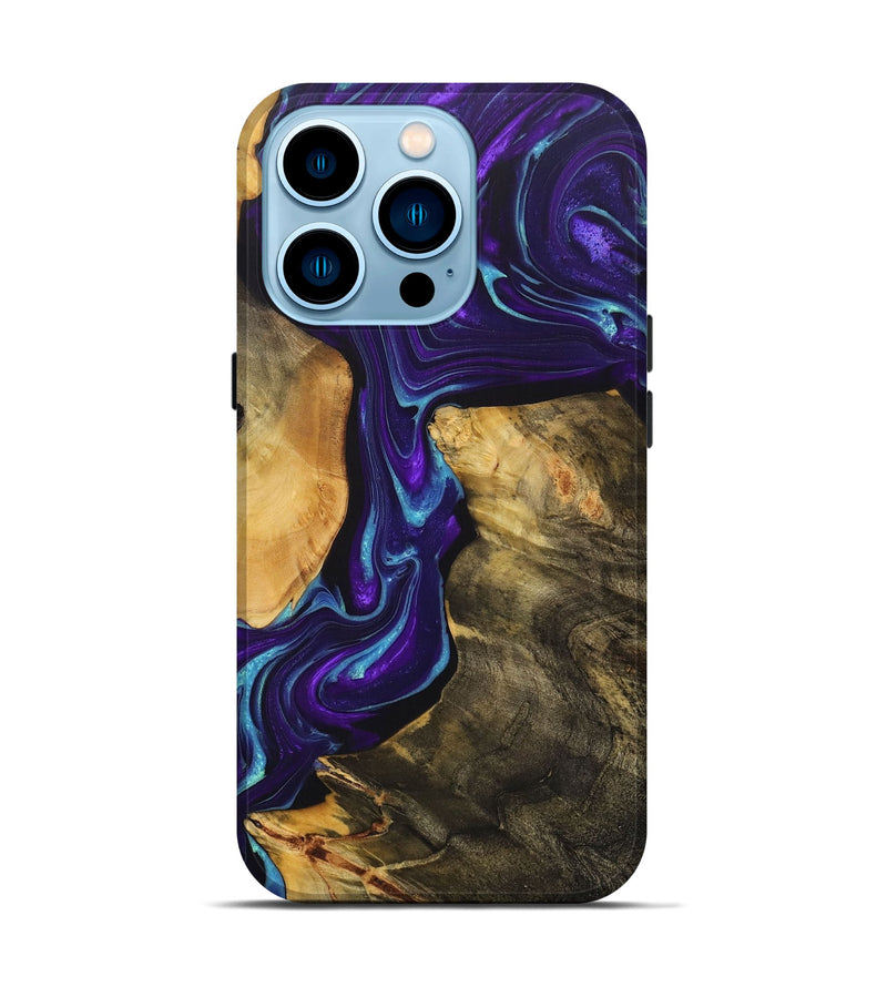 iPhone 14 Pro Wood+Resin Live Edge Phone Case - Autumn (Purple, 702949)