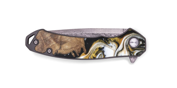 EDC Wood+Resin Pocket Knife - Nevaeh (Black & White, 702955)