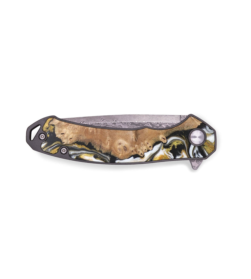 EDC Wood+Resin Pocket Knife - Kamila (Black & White, 702956)