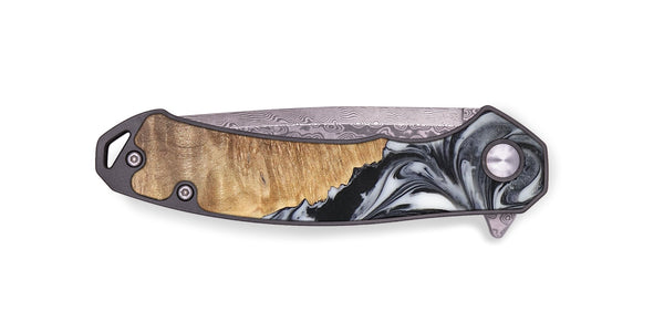 EDC Wood+Resin Pocket Knife - Inez (Black & White, 702965)