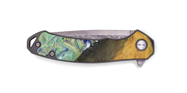 EDC Wood+Resin Pocket Knife - Nicole (Green, 702968)