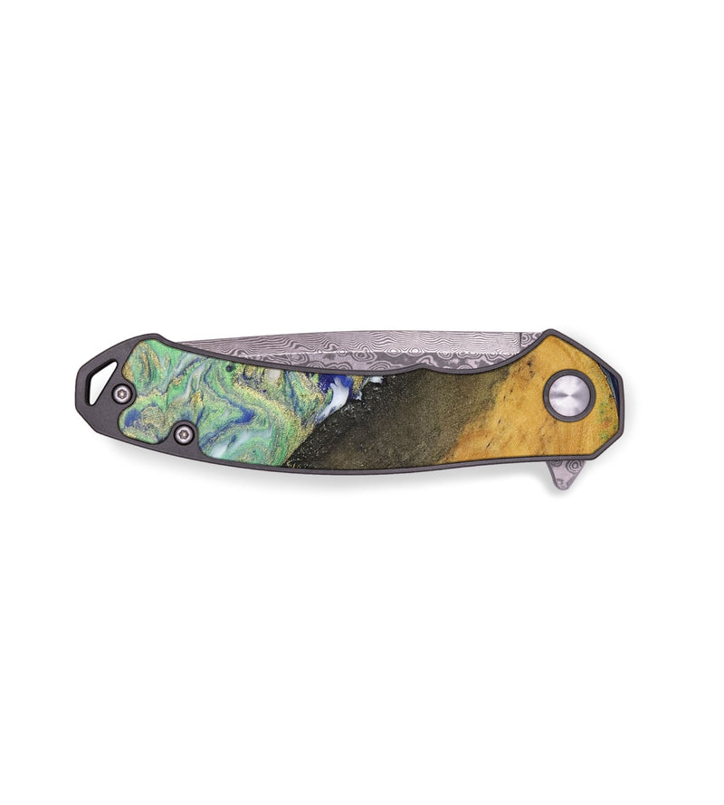 EDC Wood+Resin Pocket Knife - Nicole (Green, 702968)