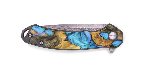EDC Wood+Resin Pocket Knife - Ronnie (Blue, 702976)