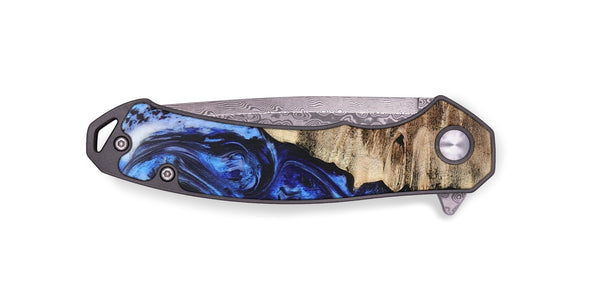 EDC Wood+Resin Pocket Knife - Demetrius (Blue, 702977)