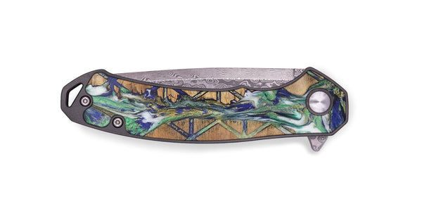 EDC Wood+Resin Pocket Knife - Jade (Pattern, 703033)