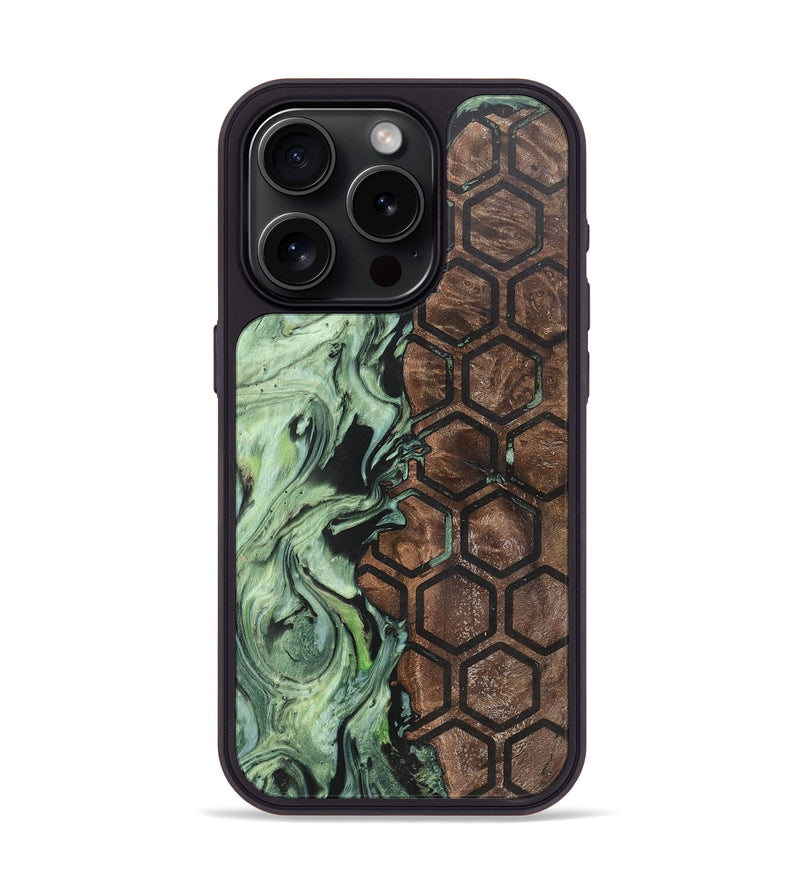 iPhone 15 Pro Wood+Resin Phone Case - Aurora (Pattern, 703103)