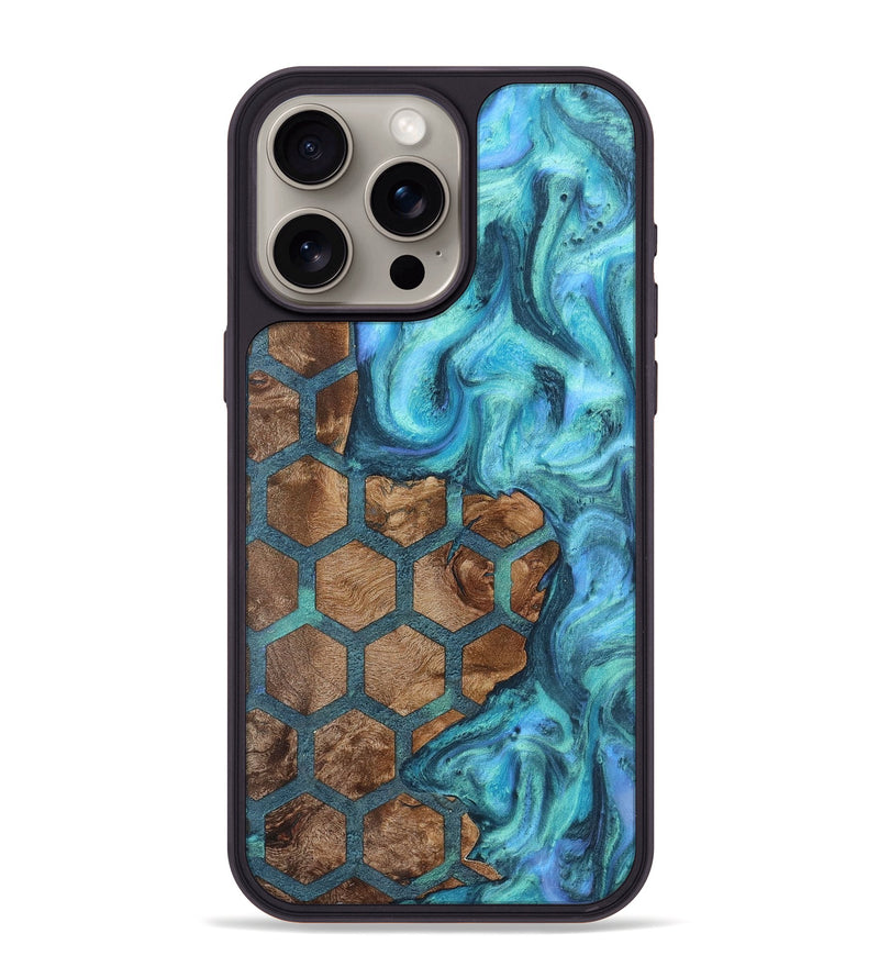 iPhone 15 Pro Max Wood+Resin Phone Case - Amari (Pattern, 703110)