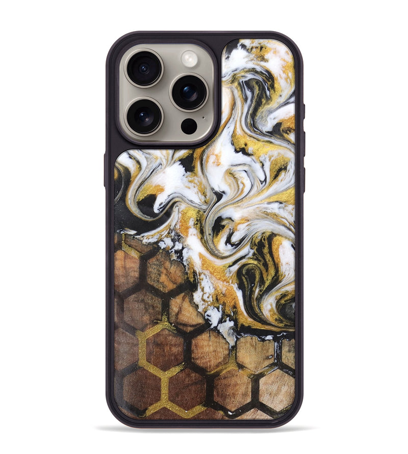 iPhone 15 Pro Max Wood+Resin Phone Case - Kelly (Pattern, 703124)