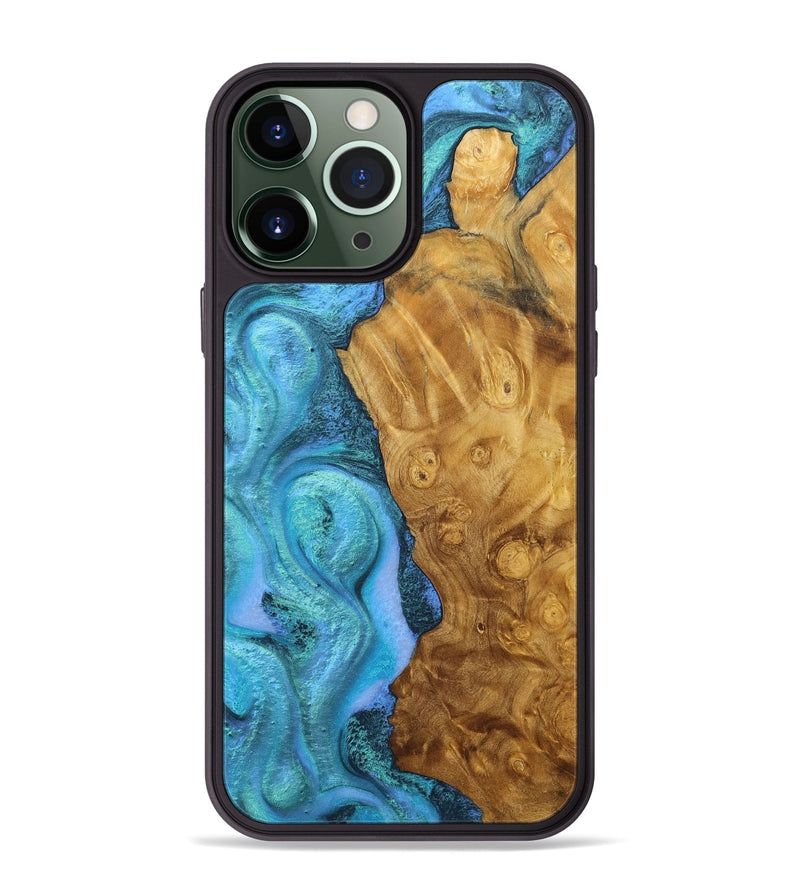 iPhone 13 Pro Max Wood+Resin Phone Case - Alaya (Blue, 703148)