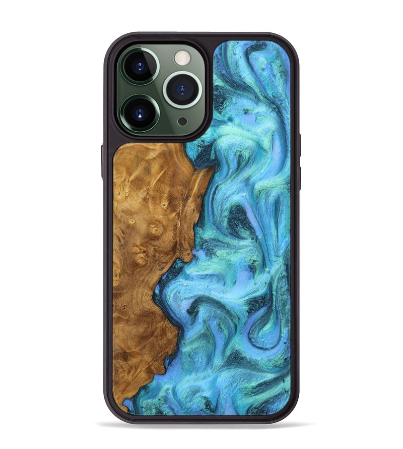 iPhone 13 Pro Max Wood+Resin Phone Case - Cameron (Blue, 703149)