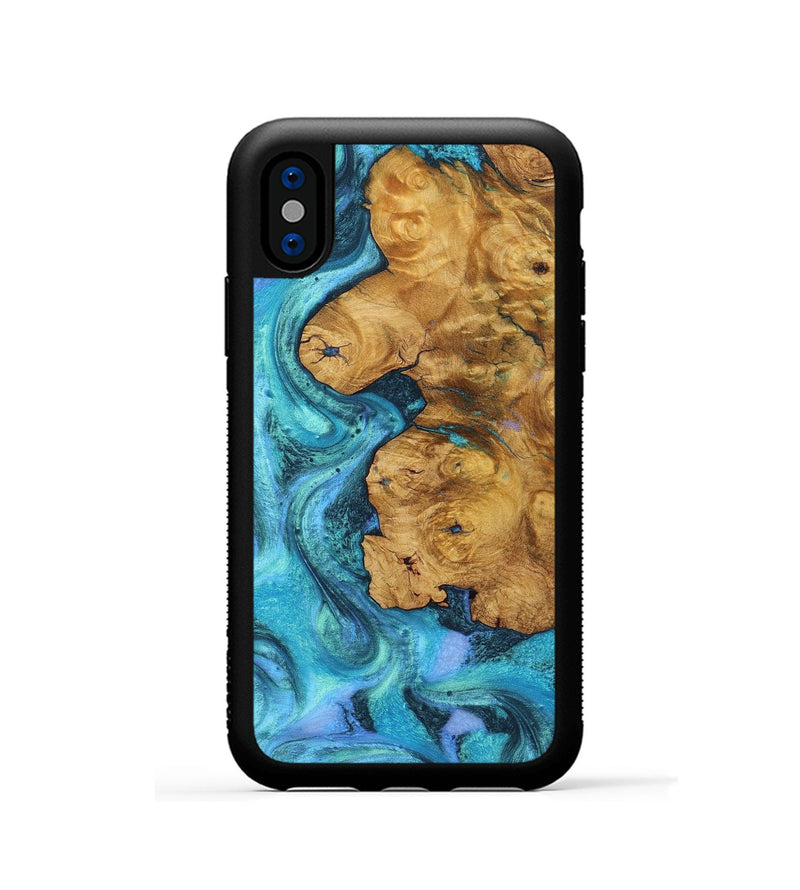 iPhone Xs Wood+Resin Phone Case - Archer (Blue, 703158)