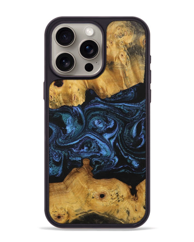 iPhone 15 Pro Max Wood+Resin Phone Case - Zander (Blue, 703162)