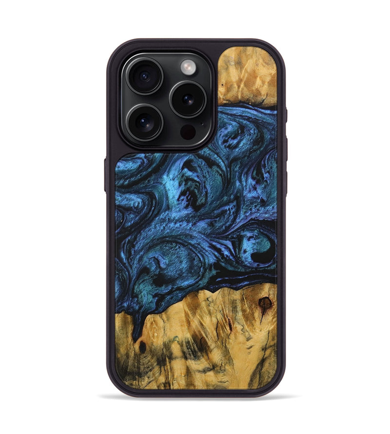 iPhone 15 Pro Wood+Resin Phone Case - Orville (Blue, 703163)