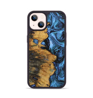 iPhone 14 Wood+Resin Phone Case - Sophie (Blue, 703165)
