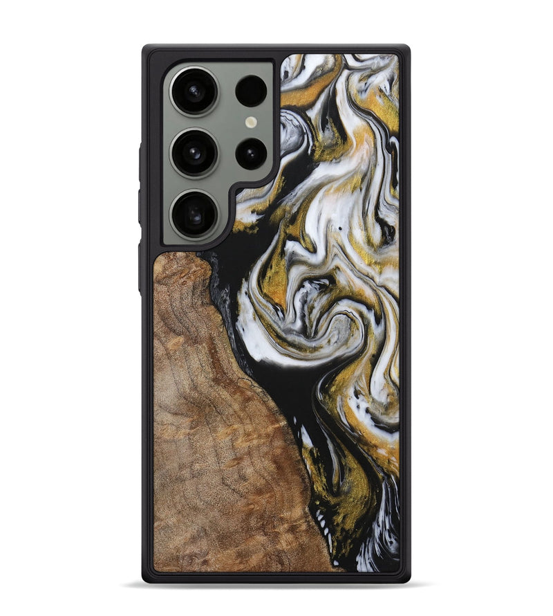 Galaxy S24 Ultra Wood+Resin Phone Case - Kevin (Black & White, 703167)