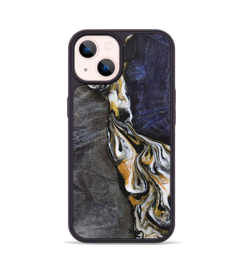 iPhone 14 Wood+Resin Phone Case - Jayceon (Black & White, 703169)