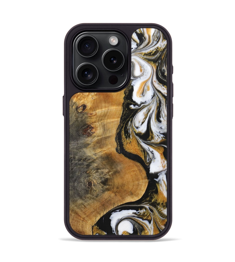 iPhone 15 Pro Wood+Resin Phone Case - Craig (Black & White, 703171)