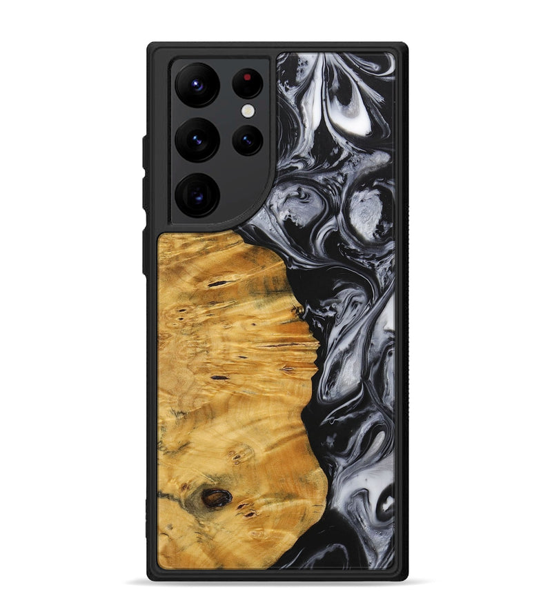 Galaxy S22 Ultra Wood+Resin Phone Case - Trenton (Black & White, 703177)