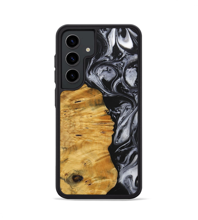 Galaxy S24 Wood+Resin Phone Case - Trenton (Black & White, 703177)