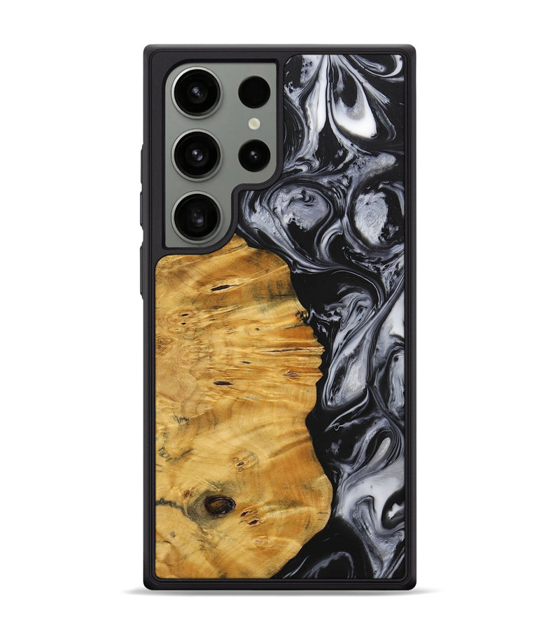 Galaxy S24 Ultra Wood+Resin Phone Case - Trenton (Black & White, 703177)