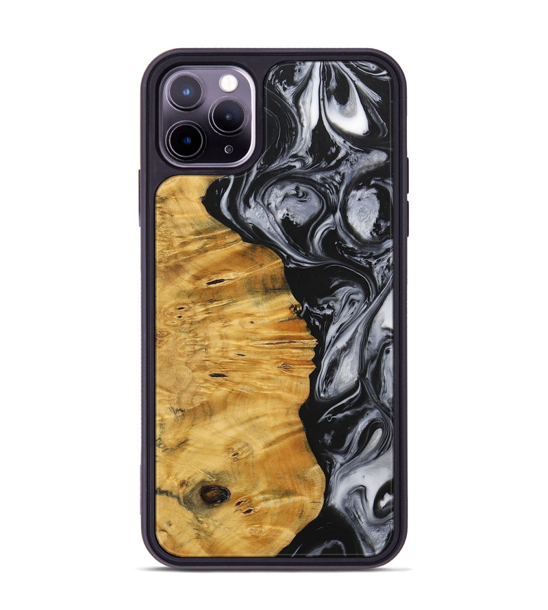 iPhone 11 Pro Max Wood+Resin Phone Case - Trenton (Black & White, 703177)