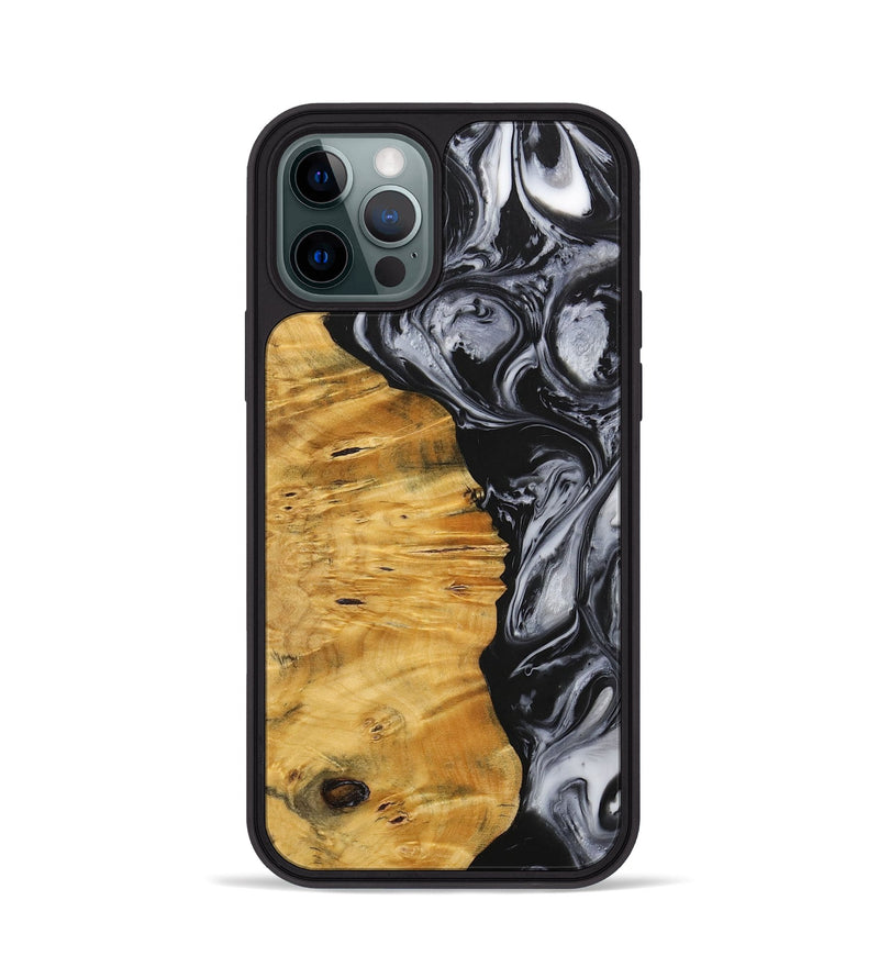 iPhone 12 Pro Wood+Resin Phone Case - Trenton (Black & White, 703177)