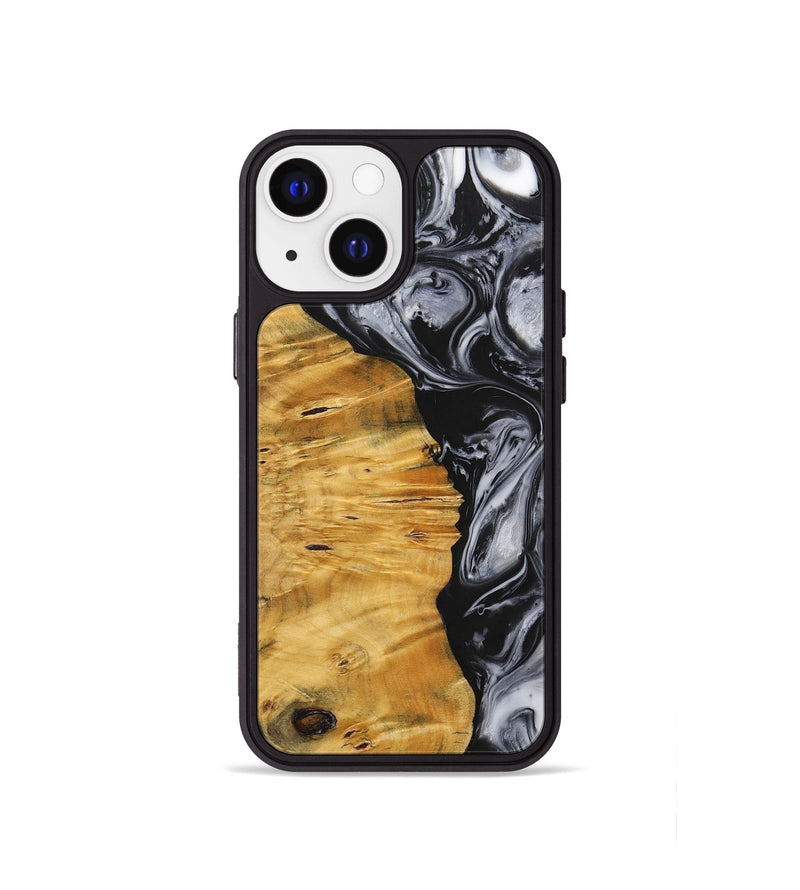 iPhone 13 mini Wood+Resin Phone Case - Trenton (Black & White, 703177)