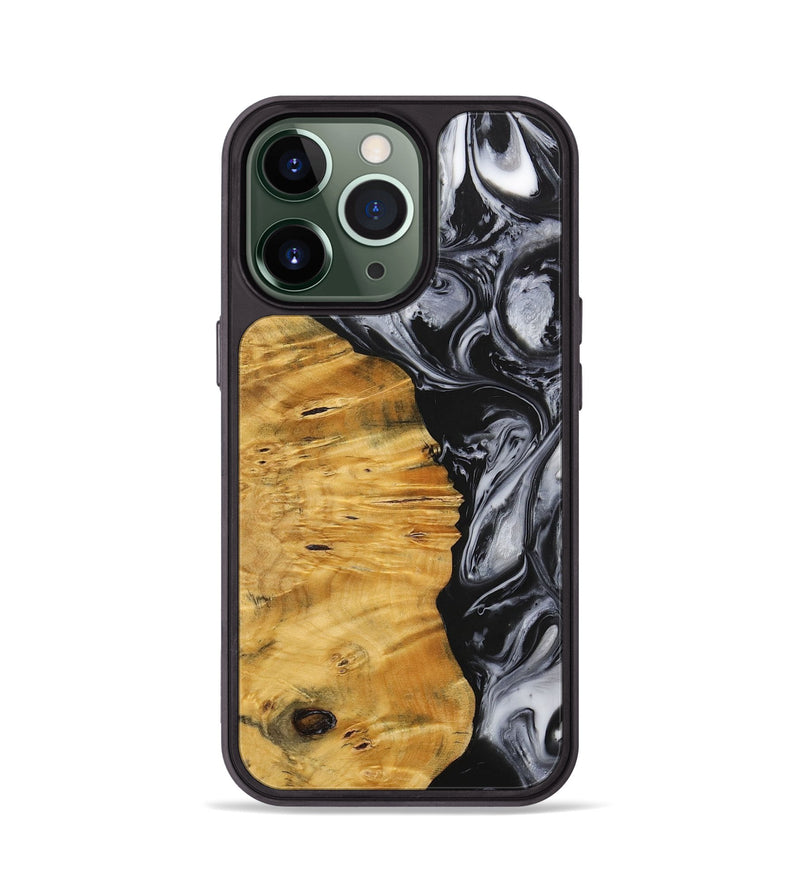 iPhone 13 Pro Wood+Resin Phone Case - Trenton (Black & White, 703177)