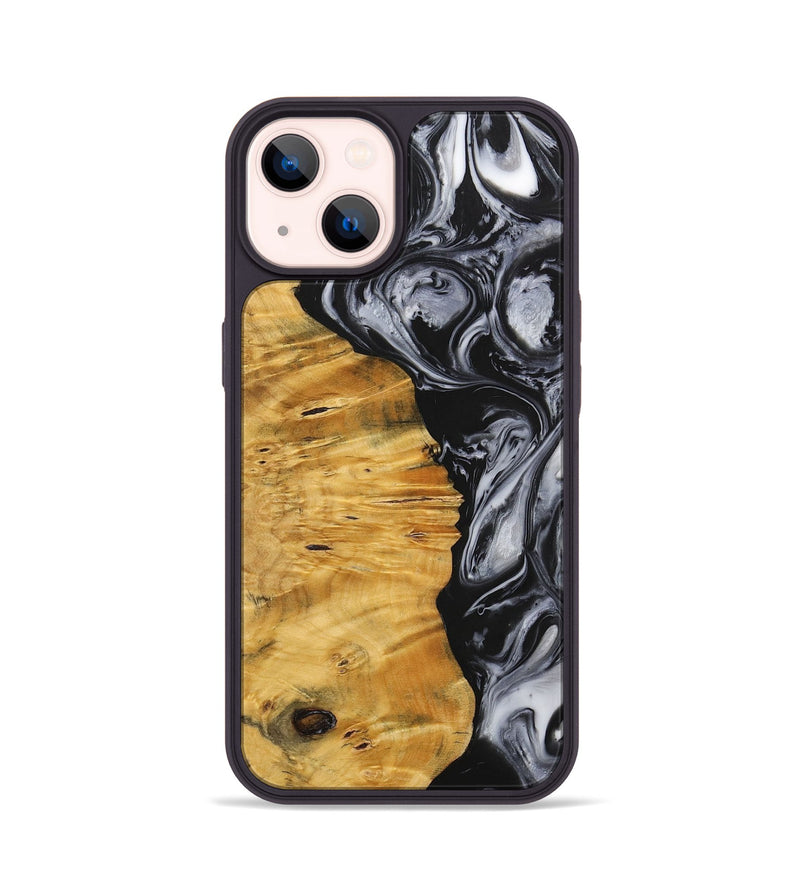 iPhone 14 Wood+Resin Phone Case - Trenton (Black & White, 703177)