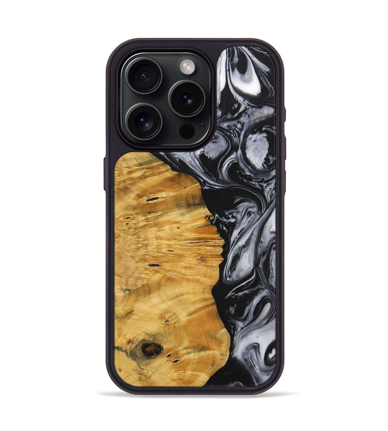 iPhone 15 Pro Wood+Resin Phone Case - Trenton (Black & White, 703177)