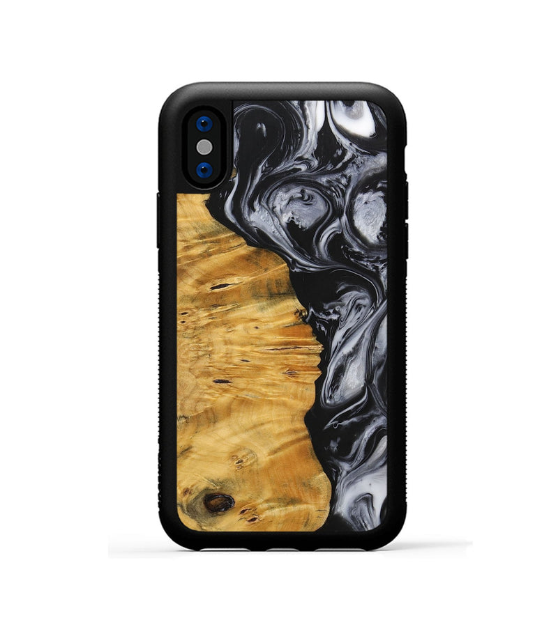 iPhone Xs Wood+Resin Phone Case - Trenton (Black & White, 703177)