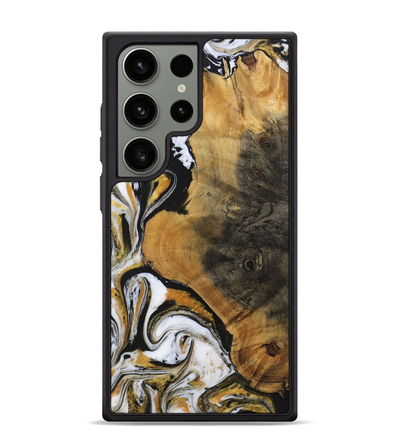 Galaxy S24 Ultra Wood+Resin Phone Case - Ervin (Black & White, 703181)