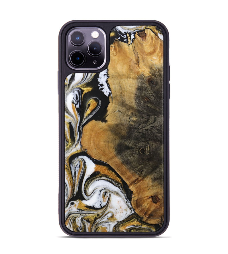 iPhone 11 Pro Max Wood+Resin Phone Case - Ervin (Black & White, 703181)
