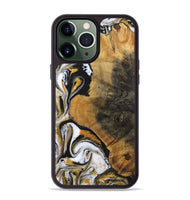 iPhone 13 Pro Max Wood+Resin Phone Case - Ervin (Black & White, 703181)