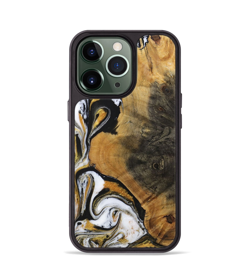 iPhone 13 Pro Wood+Resin Phone Case - Ervin (Black & White, 703181)