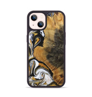iPhone 14 Wood+Resin Phone Case - Ervin (Black & White, 703181)