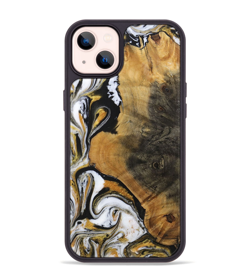iPhone 14 Plus Wood+Resin Phone Case - Ervin (Black & White, 703181)