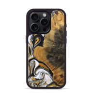iPhone 15 Pro Wood+Resin Phone Case - Ervin (Black & White, 703181)