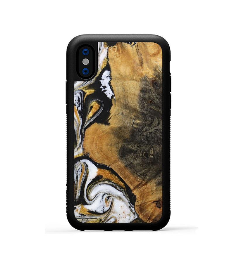 iPhone Xs Wood+Resin Phone Case - Ervin (Black & White, 703181)