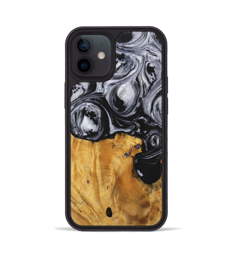 iPhone 12 Wood+Resin Phone Case - Sydney (Black & White, 703183)