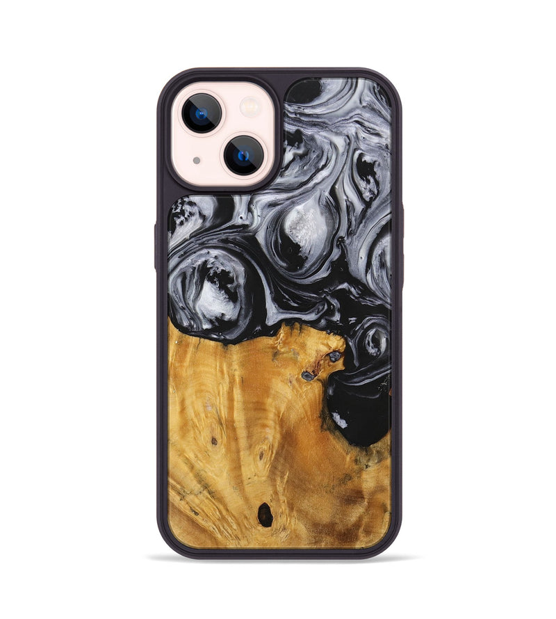 iPhone 14 Wood+Resin Phone Case - Sydney (Black & White, 703183)