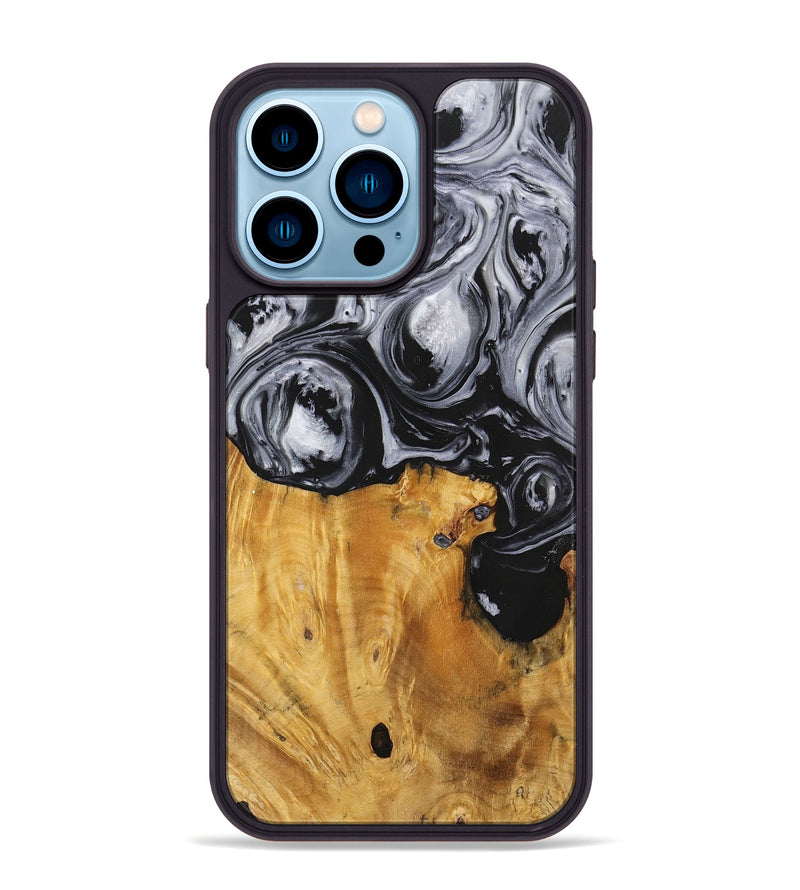 iPhone 14 Pro Max Wood+Resin Phone Case - Sydney (Black & White, 703183)